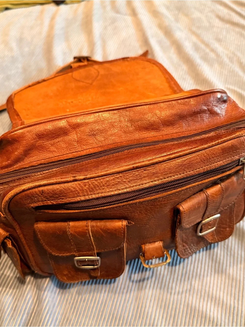 Vintage Brown Leather Men's Crossbody Satchel